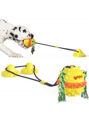 Интерактивная игрушка для собак Тяни-кусай на двух присосках 75 см шипованный мяч с веревкой