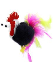 Игрушка для кошек GoSi Петух Виссарион из натуральной норки с хвостом из пера