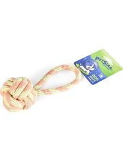 Игрушка для собак Мяч с верёвкой бежевый, текстиль