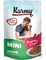 Влажный корм для щенков Karmy Mini Junior мелких и миниатюрных пород Индейка в соусе