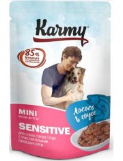 Влажный корм для собак Karmy Mini Sensitive мелких и миниатюрных пород Лосось в соусе