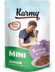 Влажный корм для щенков Karmy Mini Junior мелких и миниатюрных пород Ягненок в соусе