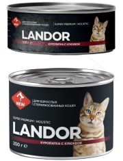 LАNDOR консервы для стерилизованных кошек куропатка с клюквой