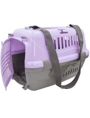 Переноска для животных Zooexpress Турне с прозрачной пластиковой дверцей, коврик и ремень в комплекте 54,5*36*34см