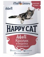 Влажный корм для кошек Happy Cat Кролик и индейка с морковью в соусе
