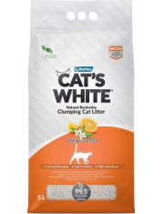 Наполнитель для кошачьего туалета Cat's White Orange минеральный, комкующийся с ароматом апельсина