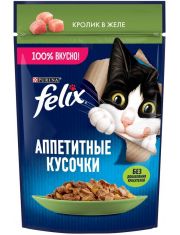 Влажный корм для кошек Felix Аппетитные кусочки с кроликом в желе