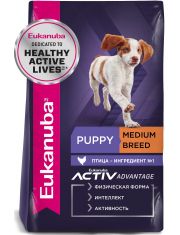 Сухой корм для щенков Eukanuba Puppy Medium Breed средних пород с птицей