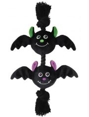 Игрушка для собак Triol Horror Летучие мыши с пищалкой и веревкой, мягкая