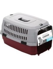 Контейнер-переноска MPets для животных S до 11 кг, бордовый с серым