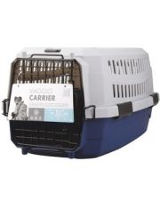 Контейнер-переноска MPets для животных S до 11 кг, голубой с серым