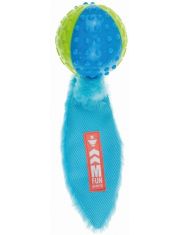 Игрушка для собак MPets мяч-пищалка с хвостом, цвет голубой