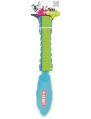 Игрушка для собак MPets палка-пищалка с хвостом, цвет голубой с зеленым