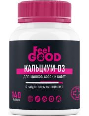 Кальциум-D3 FeelGOOD с натуральным витамином D для щенков, собак и котят, таблетки
