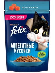 Влажный корм для кошек Felix Аппетитные кусочки с форелью в желе