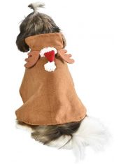 Новогодний костюм-накидка для собак, Petsona бежевый с рожками