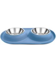 Миска для животных Triol Бриз металлическая двойная на подставке из термопластичной резины