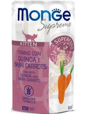 Влажный корм для котят Monge Supreme Kitten Тунец с киноа и мини-морковью
