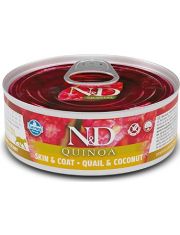 Консервы для кошек Farmina N&D QUINOA Skin & Coat с перепёлкой, киноа и кокосом, беззерновые, здоровье кожи и шерсти