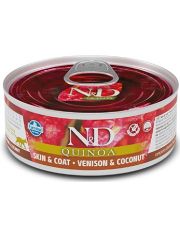 Консервы для кошек Farmina N&D QUINOA Skin&Coat Venison & Coconut с олениной и кокосом, беззерновые, для кожи и шерсти