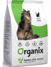 Сухой корм для кошек Organix Adult Cat Chicken, Duck, Salmon с курицей, уткой и лососем