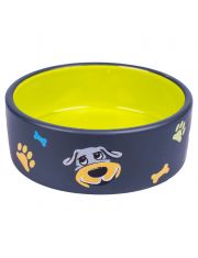 Миска Mr.Kranch керамическая для собак, черная с салатовым