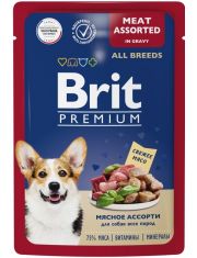 Влажный корм для собак всех пород Brit Premium Мясное ассорти в соусе