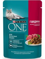 Влажный корм Purina ONE® для взрослых кошек, с говядиной и морковью