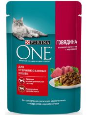 Влажный корм Purina ONE® для стерилизованных кошек, с говядиной и морковью