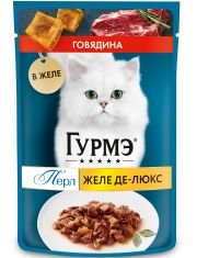 Влажный корм для кошек Гурмэ® Желе Де-Люкс Говядина в роскошном желе