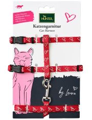 Шлейка и поводок для кошек Hunter by Laura нейлоновая со светоотражающим узором