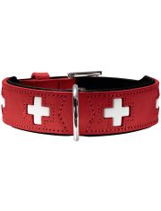 Ошейник для собак Hunter Swiss кожа, красный/черный