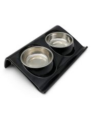 Миска для животных SuperDesign двойная на меламиновой подставке, черная