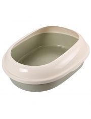 Туалет для кошек Triol Эллипс овальный с бортом, оливково-белый