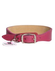 Ошейник для собак Mr.Kranch из натуральной кожи с QR-адресником, малиновый