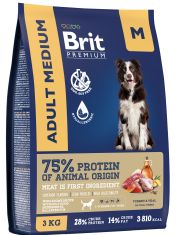 Сухой корм для собак средних пород Brit Premium Dog Adult Medium Индейка и телятина