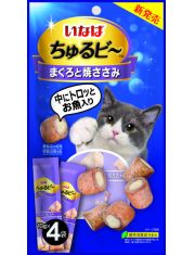Лакомство для кошек Inaba Churu Bee трубочки тунцом магуро с запеченным куриным филе