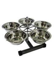 Стойка для животных Данко винтовая регулируемая, 5 металлических мисок