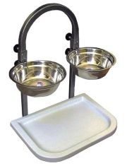 Стойка для животных Данко дуговая с пластиковым поддоном и двумя мисками