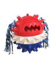 Игрушка для собак Мяч Дентал с пищалкой и канатом D11см 