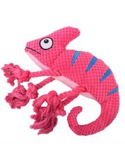 Игрушка для собак Mr.Kranch "Хамелеон" плюшевая с канатиками и пищалкой, 26 см