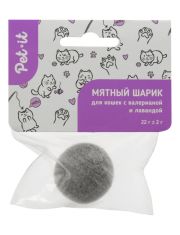 Мятный шарик для кошек Pet-it  с валерианой и лавандой 22г