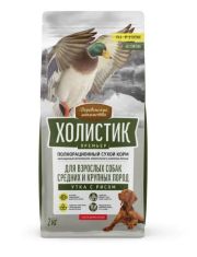 Сухой корм для собак Деревенские лакомства Холистик Премьер средних, крупных пород с уткой и рисом