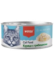 Консервы для кошек Wanpy Cat с кусочками курицы и гребешка