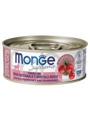 Консервы для кошек  Monge Supreme sterilized стерилизованных, из тунца с бурым рисом и клюквой