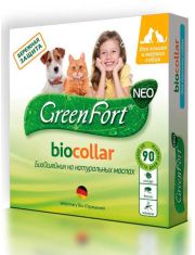 Ошейник для кошек и мелких собак Экопром GreenFort NEO от клещей, блох, вшей, власоедов, комаров, слепней