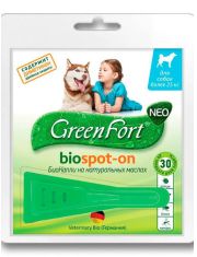 Капли для собак Экопром GreenFort NEO более 25 кг от клещей, блох, вшей, власоедов, комаров, слепней