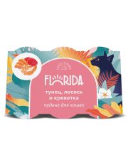 Лакомство для кошек Florida Пудинг с тунцом, лососем и креветкой, набор 6 шт