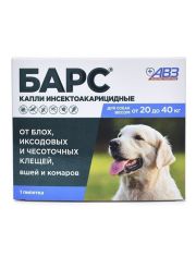 Капли для собак Барс от 20 до 40 кг против блох и клещей 2,68 мл