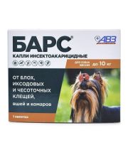 Капли для собак Барс до 10 кг против блох и клещей 0,67 мл